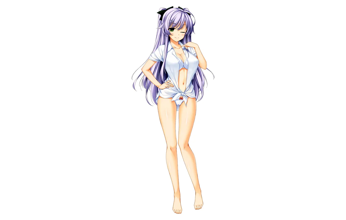 Фото обои girl, sexy, cleavage, long hair, legs, boobs, anime, beautiful