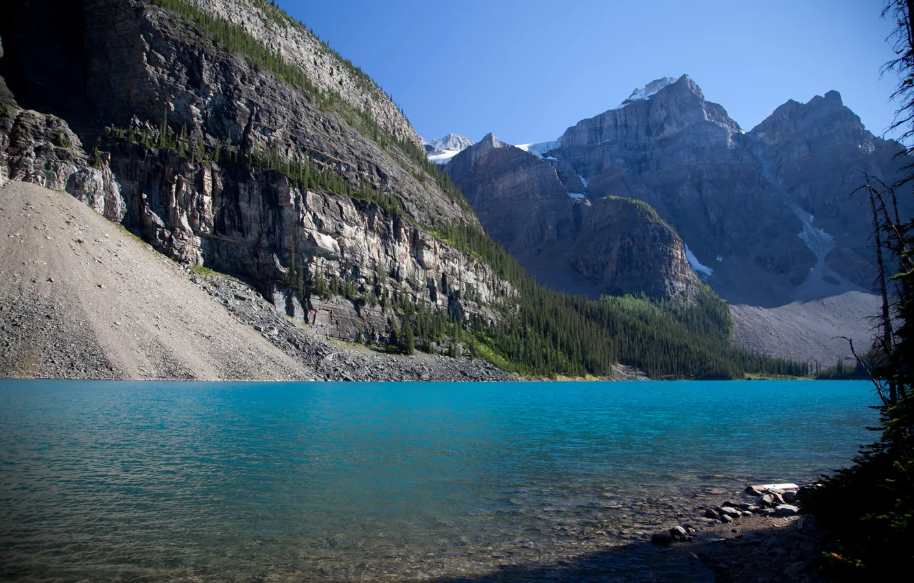 Фото обои небо, деревья, горы, озеро, Канада, Альберта