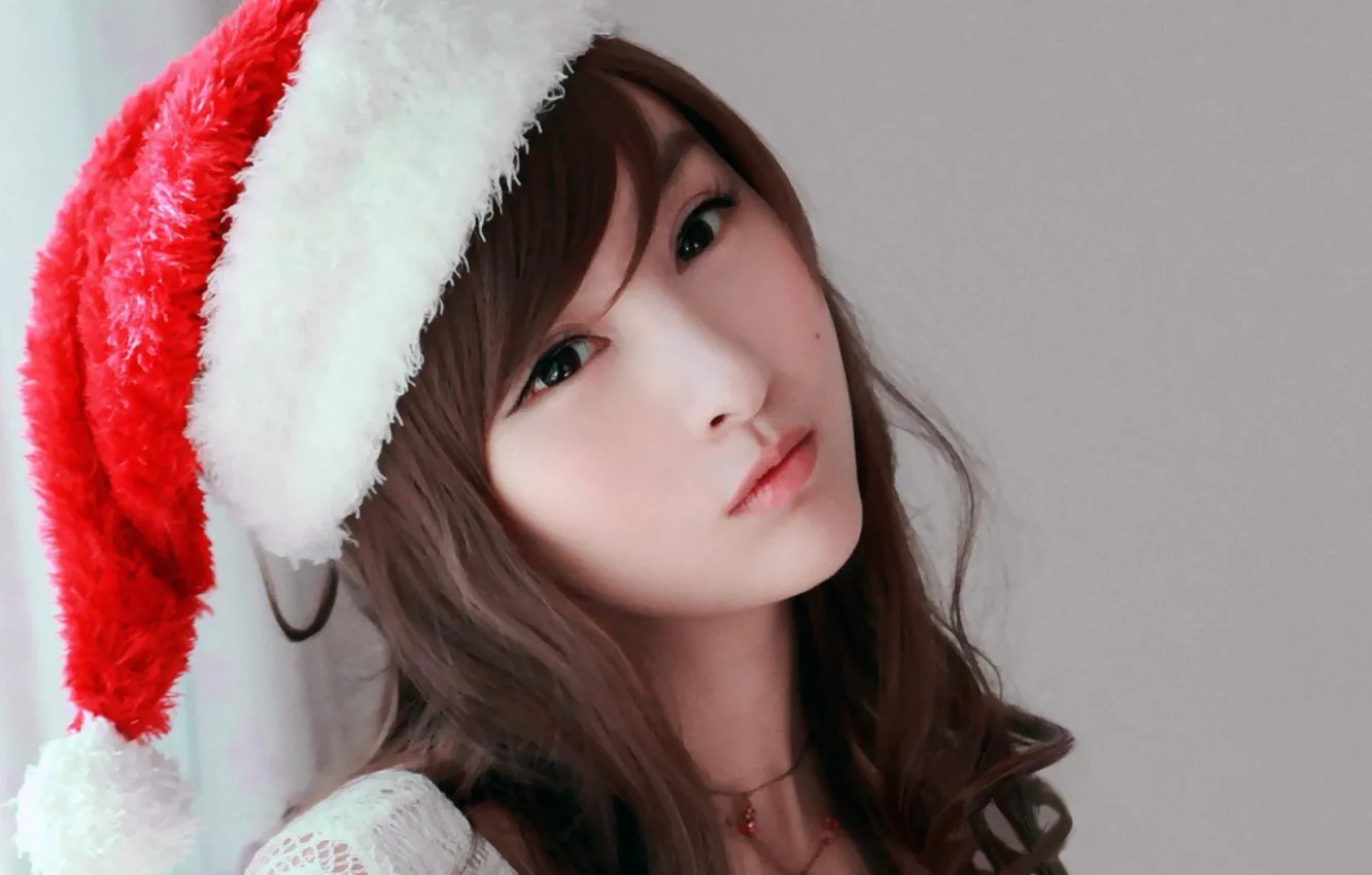 Фото обои christmas, brown eyes, lips, asian, cute, Lin Ketong