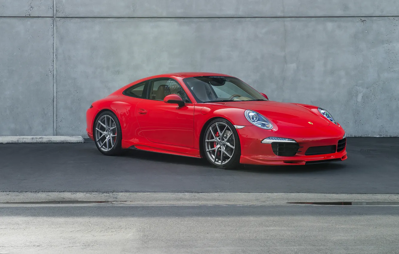 Фото обои Porsche, red, порше, 991, frontside, Carerra S