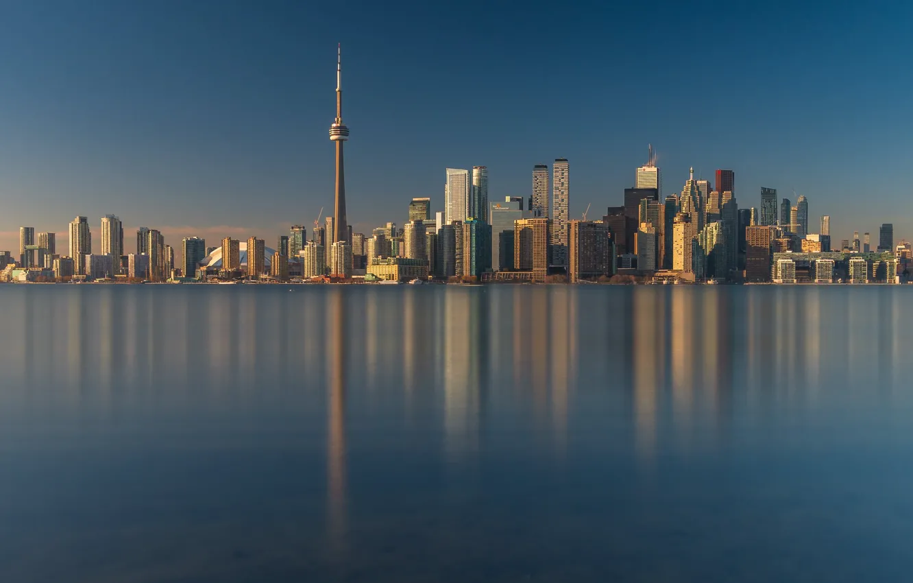 Фото обои вода, здания, башня, Канада, Торонто