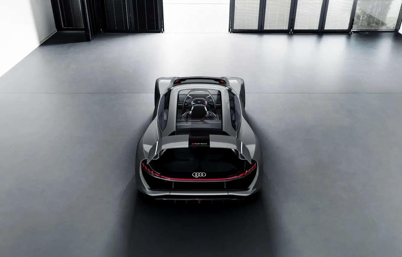 Фото обои серый, Audi, вид сзади, 2018, корма, PB18 e-tron Concept