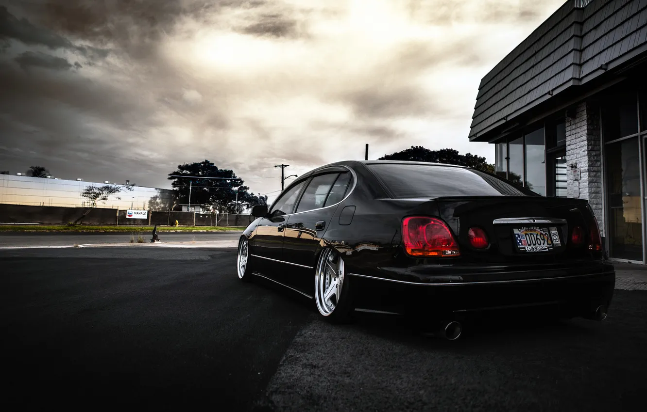 Фото обои Lexus, black, rear, VIP, GS400