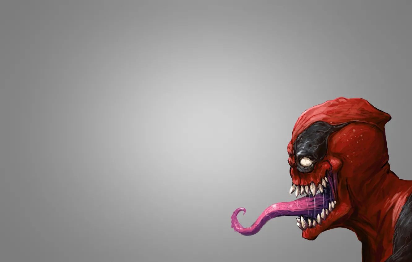 Обои язык, красный, монстр, маска, комикс, дэдпул, deadpool, venom ...