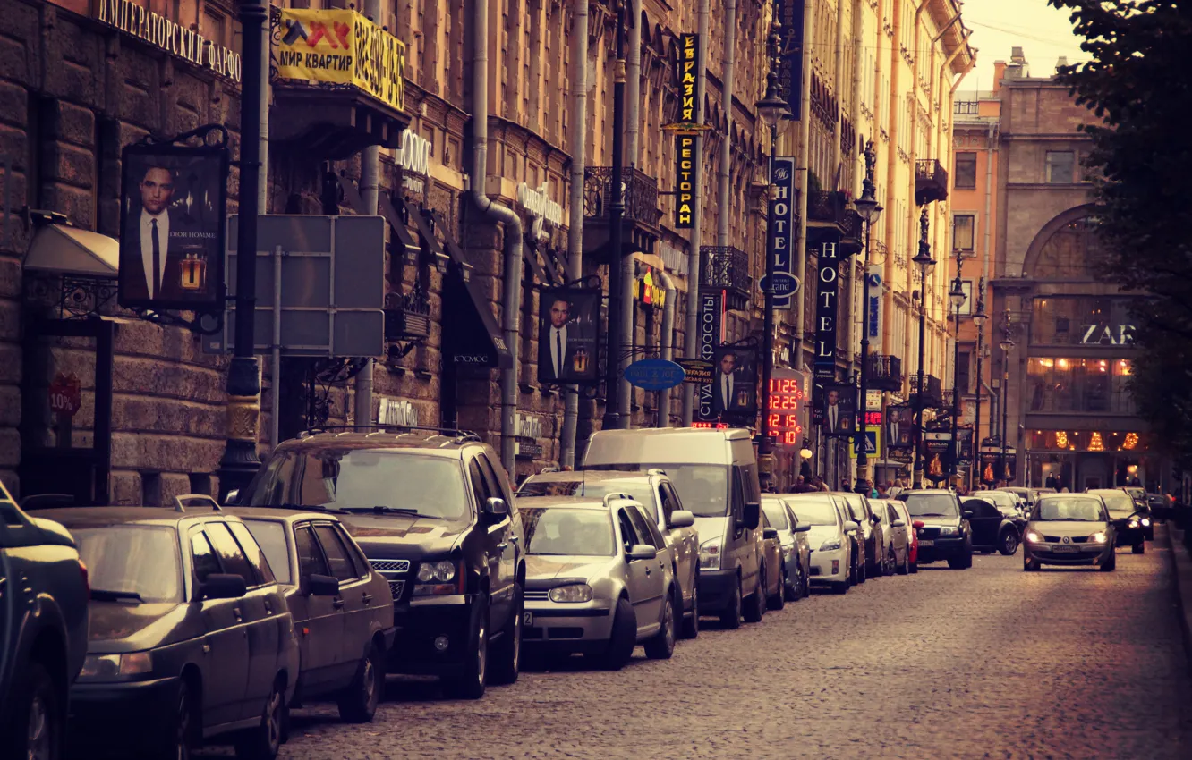 Фото обои машины, улица, Питер, Санкт-Петербург, Россия, Russia, магазины, спб