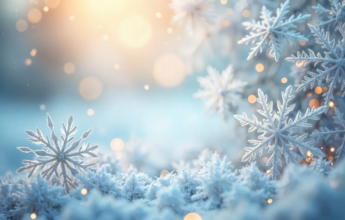 Фото обои зима, снег, снежинки, фон, Рождество, Новый год, Christmas, winter