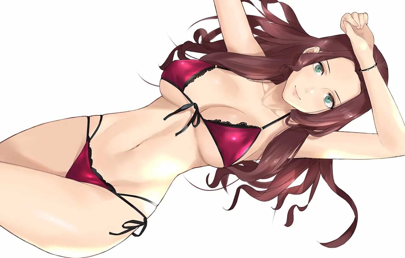 Фото обои girl, sexy, lingerie, pantsu, bra, cleavage, panties, green eyes