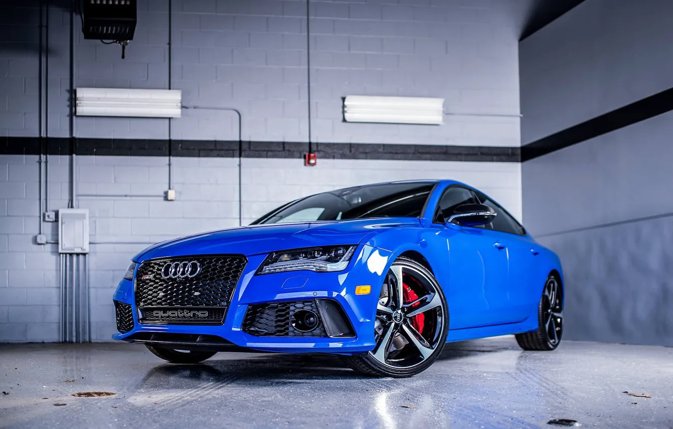 Фото обои Audi, Ауди, Спорт, Синяя, Седан, Blue, RS7