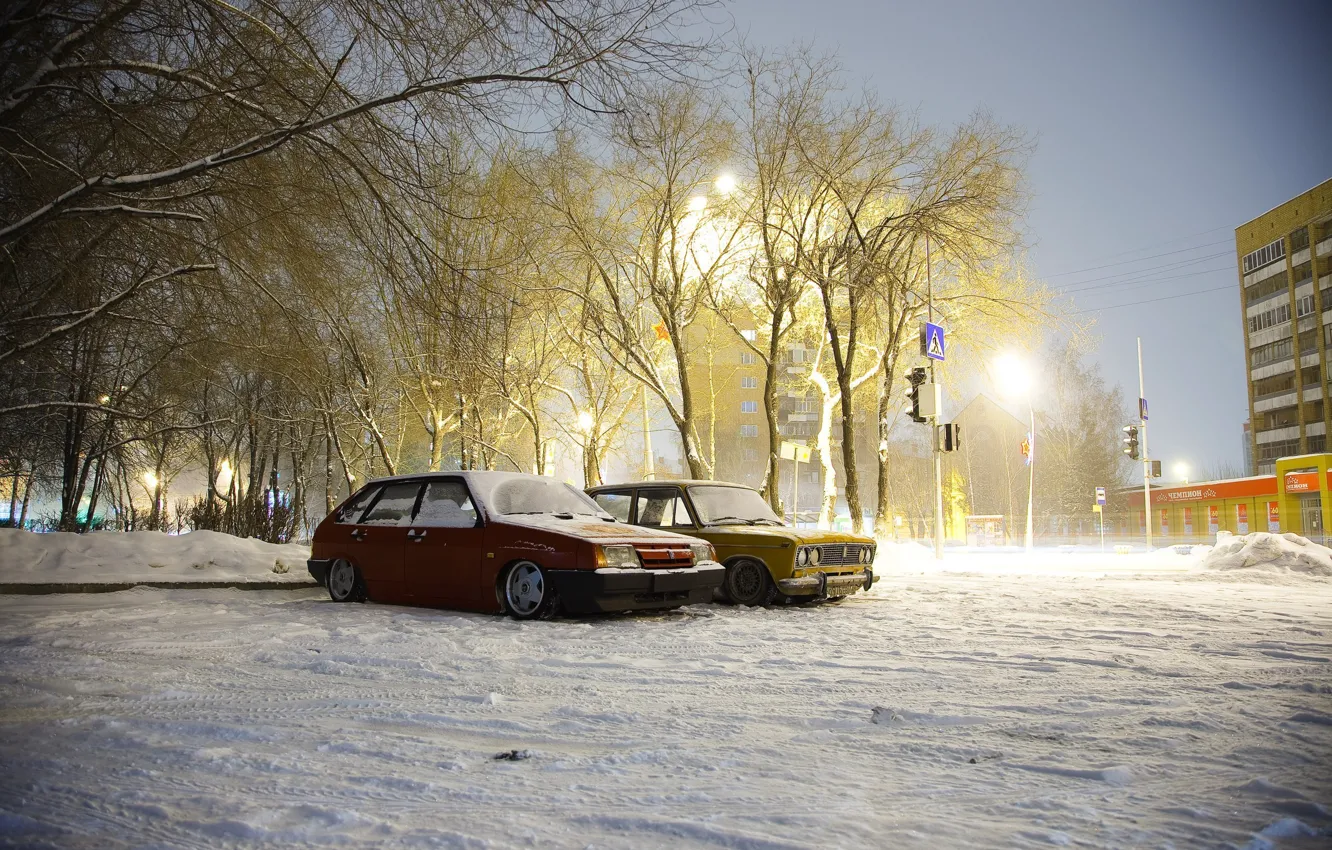Фото обои зима, машина, снег, Авто, Lada, auto, Лада, ВАЗ