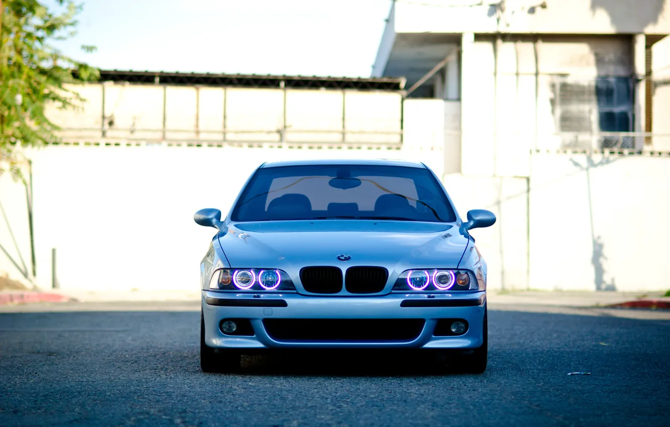 Фото обои BMW, E39, Silver, M5, Front view