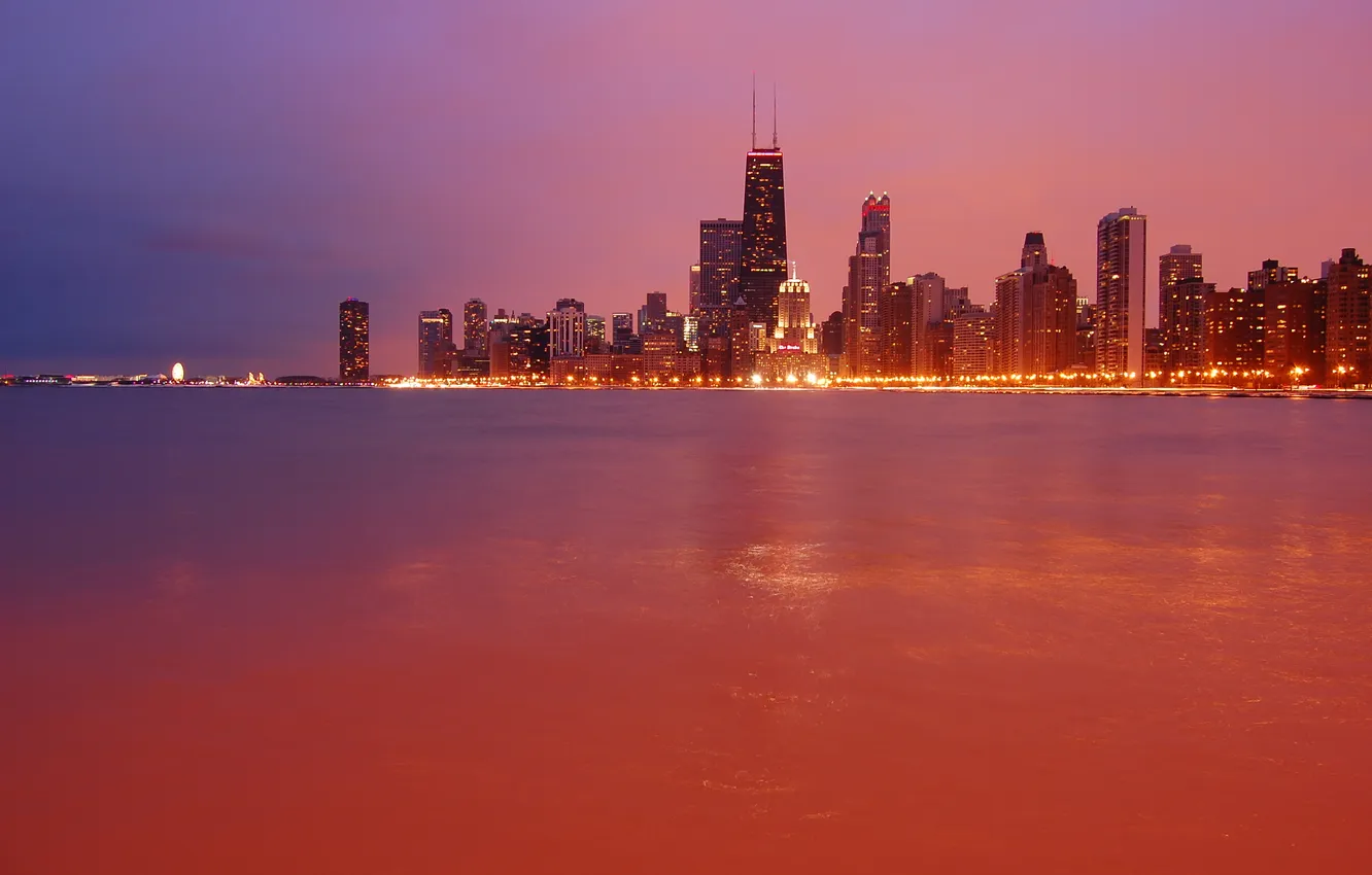 Фото обои город, дома, небоскребы, USA, Chicago, Illinois, buildings, панорамма
