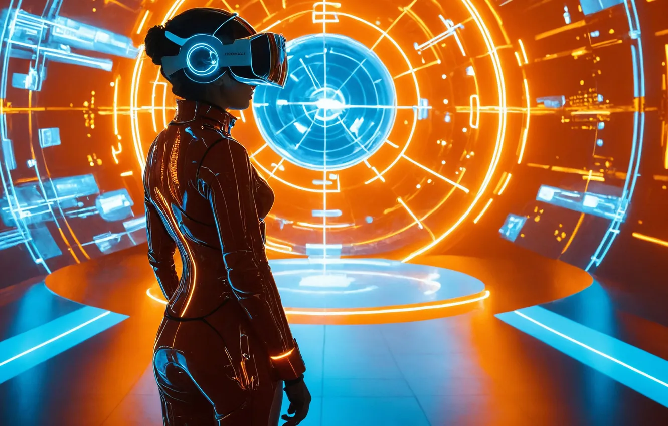 Фото обои девушка, костюм, шлем, комбинезон