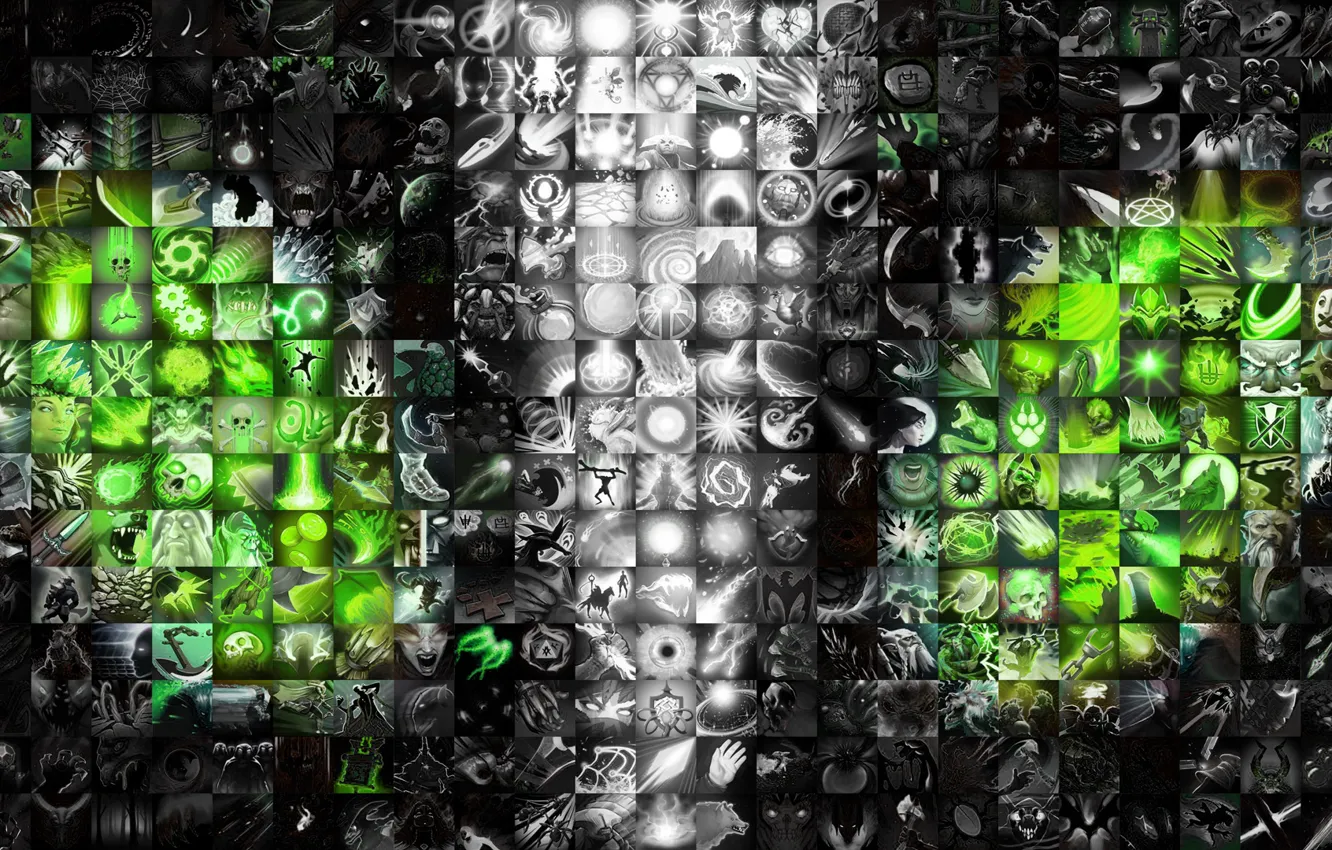 Фото обои взгляд, зеленый, магия, молния, маг, dota, дота, дота 2