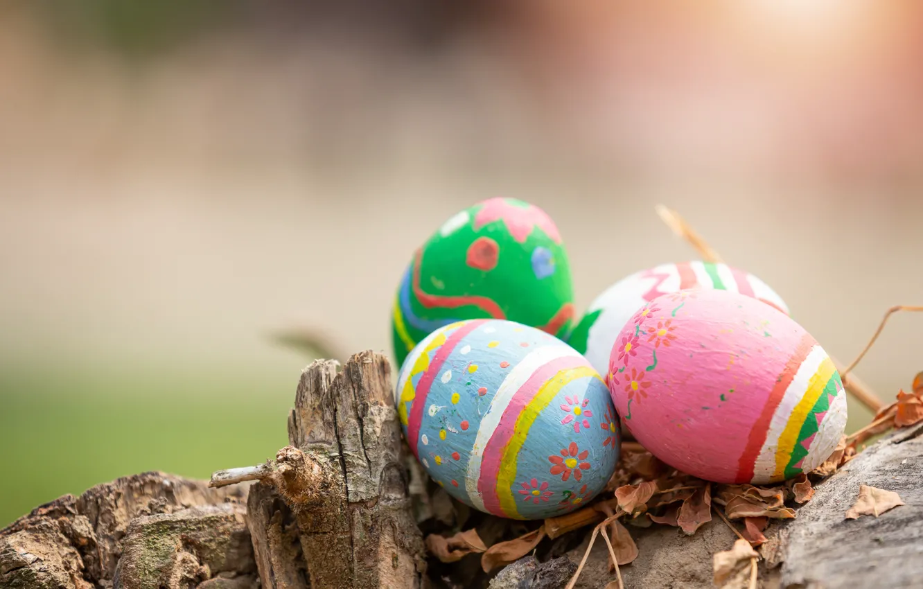 Фото обои фон, яйца, Пасха, happy, eggs, easter, decoration