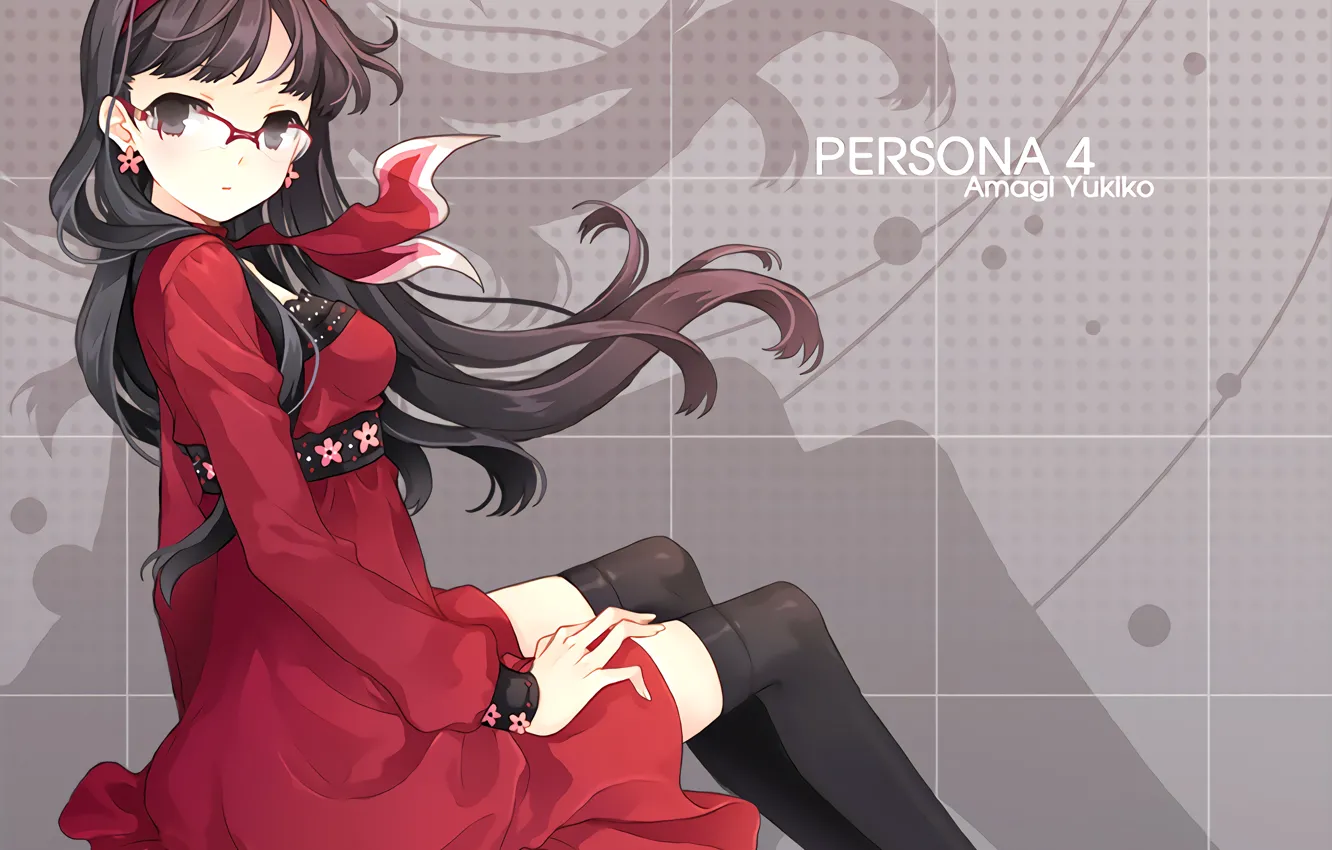Фото обои девушка, красное платье, Persona 4, Персона