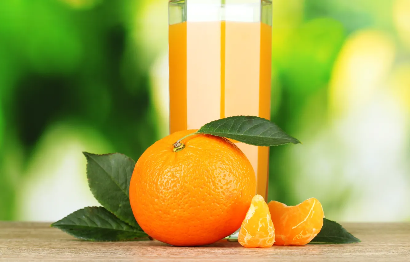 Фото обои стакан, апельсин, сок, цитрус, мандарин