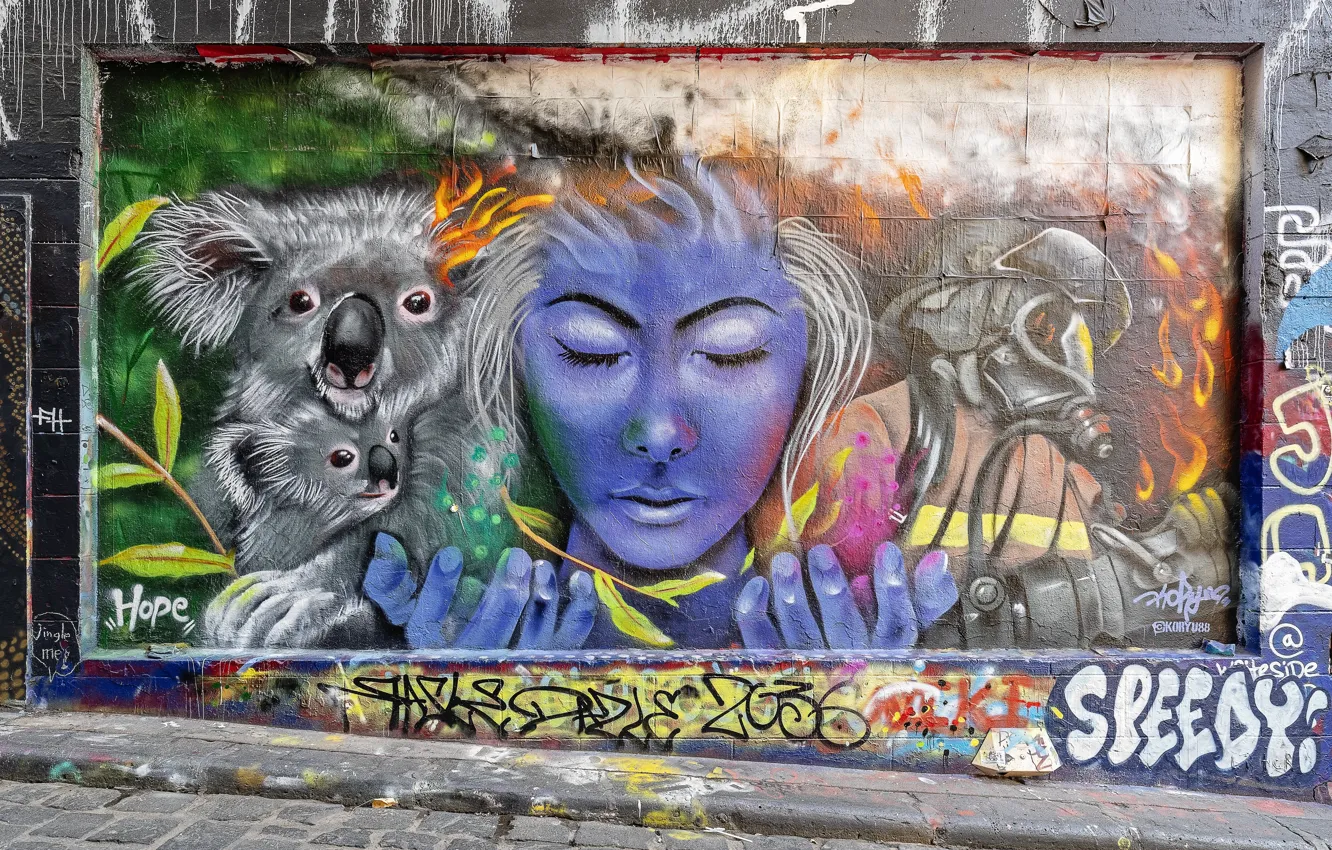 Фото обои Graffiti, Melbourne, Australia, Street Art, Hosier Lane