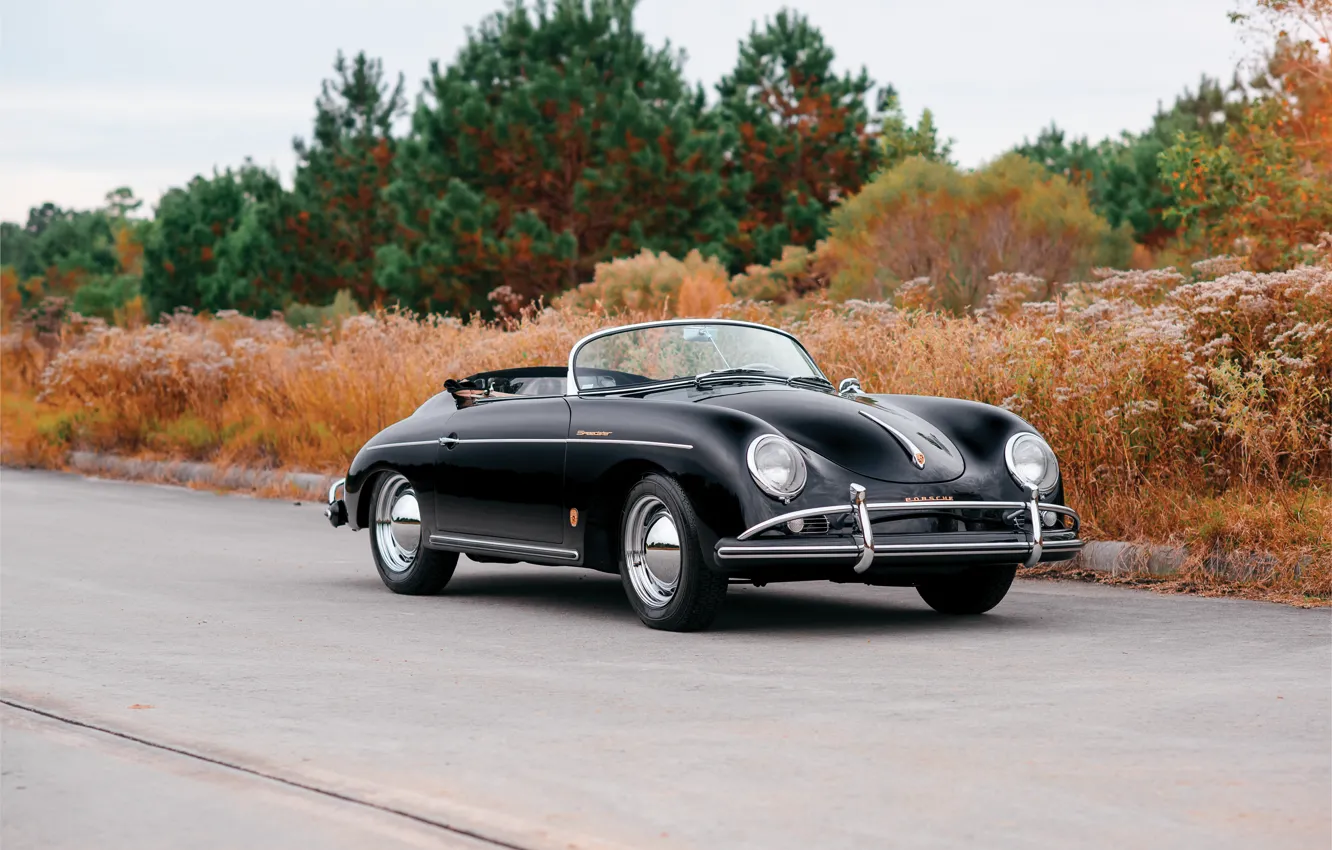 Фото обои Porsche, black, 1957, 356, Porsche 356A 1600 Speedster