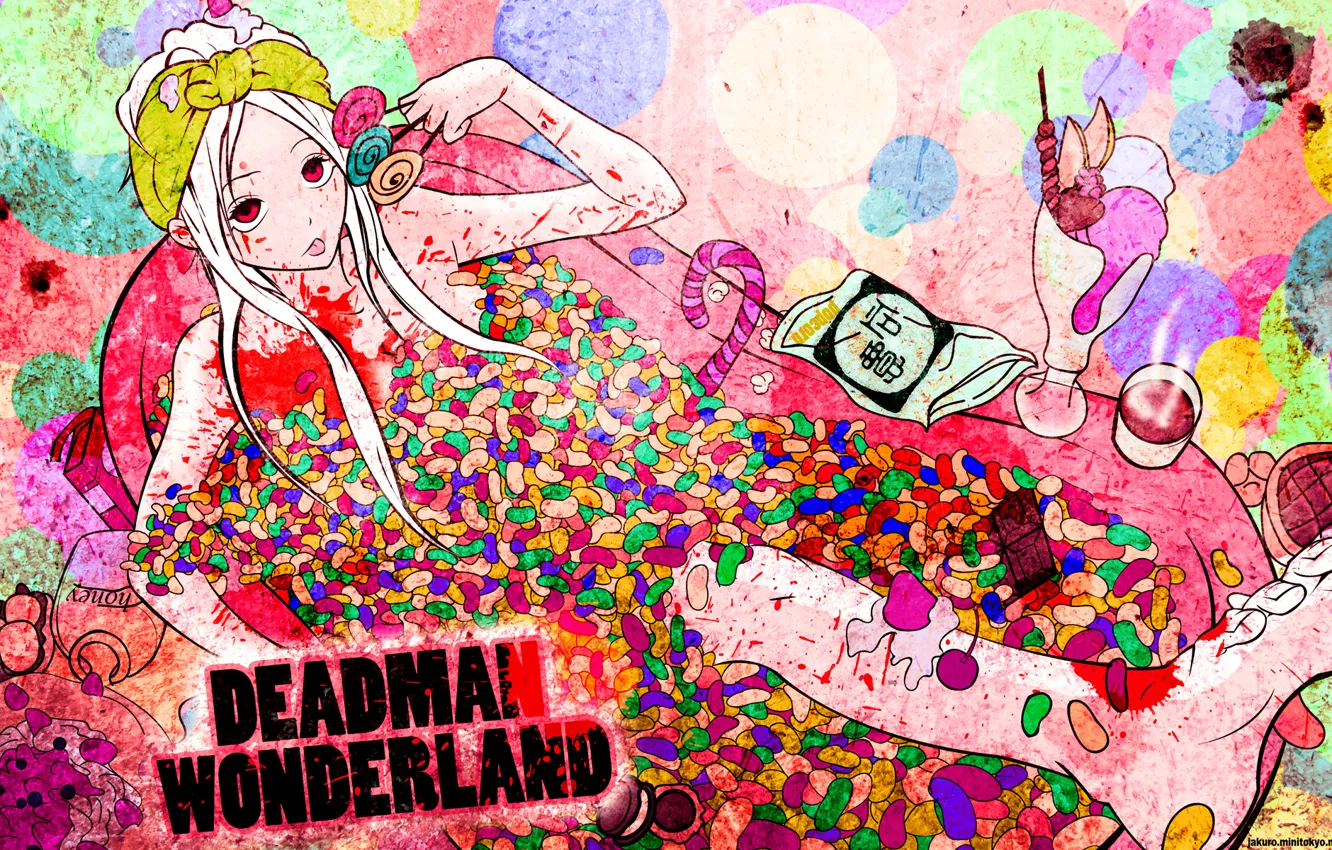 Фото обои аниме, конфеты, Deadman Wonderland, Shiro