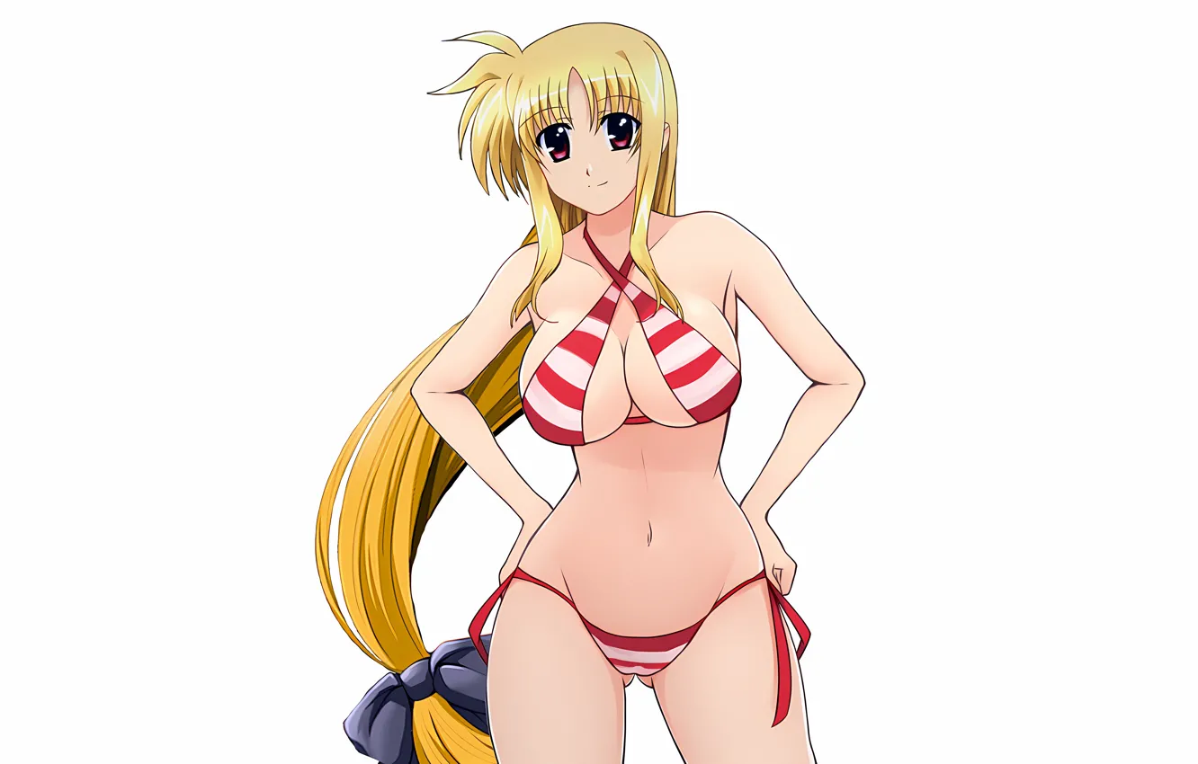 Фото обои girl, sexy, cleavage, long hair, boobs, anime, beautiful, ponytail