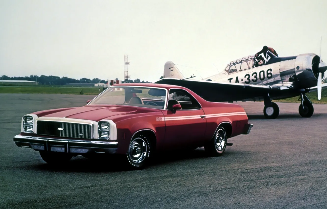 Фото обои Chevrolet, Шевроле, самолёт, передок, El Camino, 1973, Эль Камино