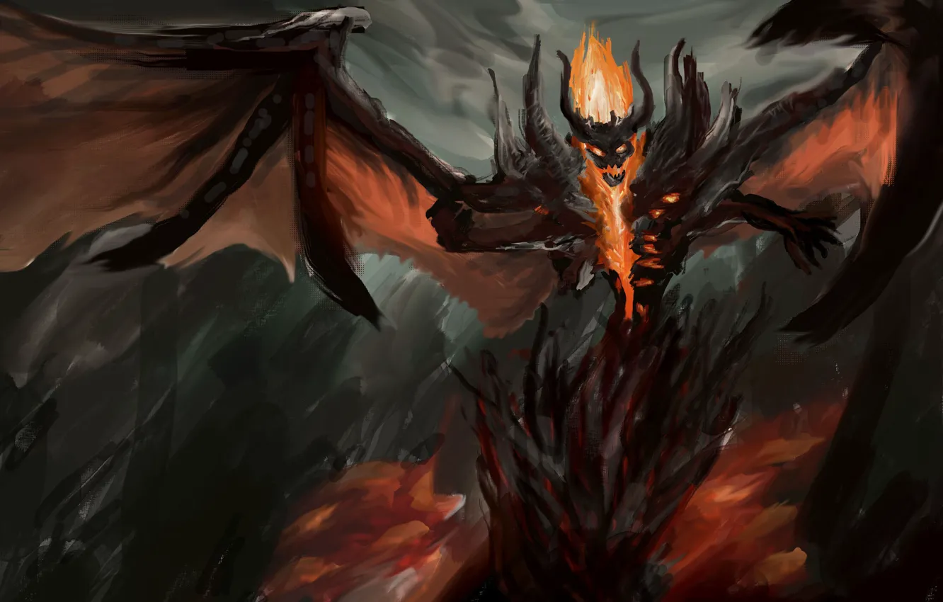 Фото обои демон, арт, Dota 2, Shadow Fiend, Nevermore, leon1999zhang