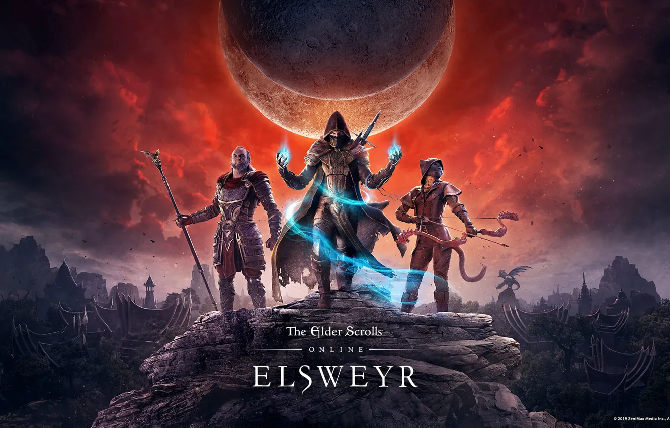 Фото обои магия, маг, персонажи, стрелок, Elder Scrolls Online