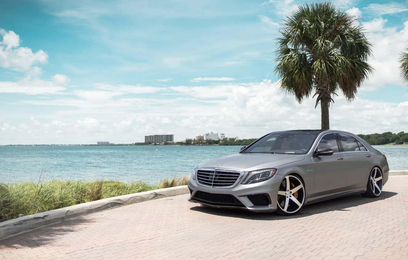 Фото обои Mercedes, Beach, AMG, Water, BiTurbo, Silver, S65, W222