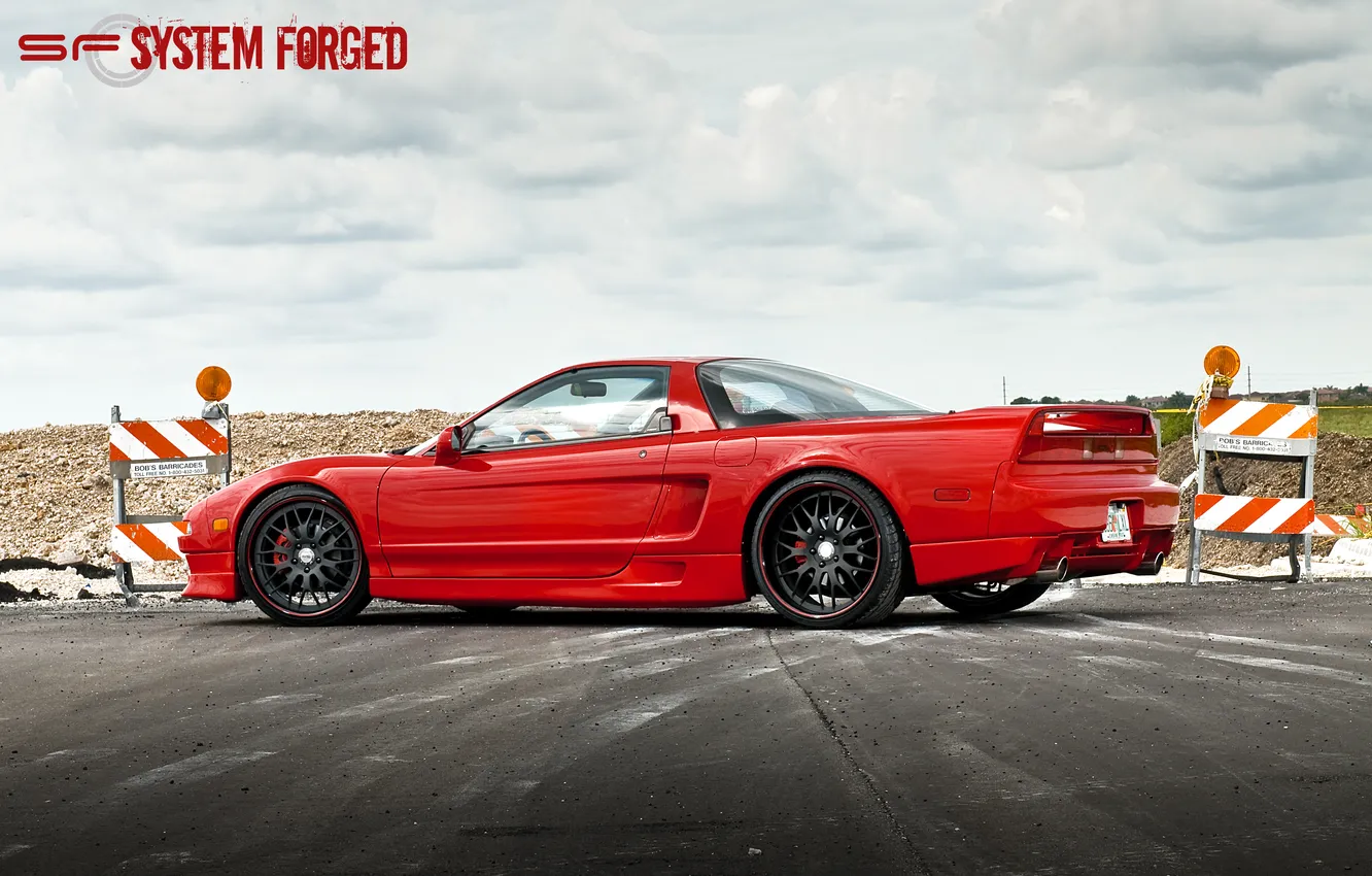 Фото обои red, красная, задняя часть, акура, Acura, NSX, sf system forged