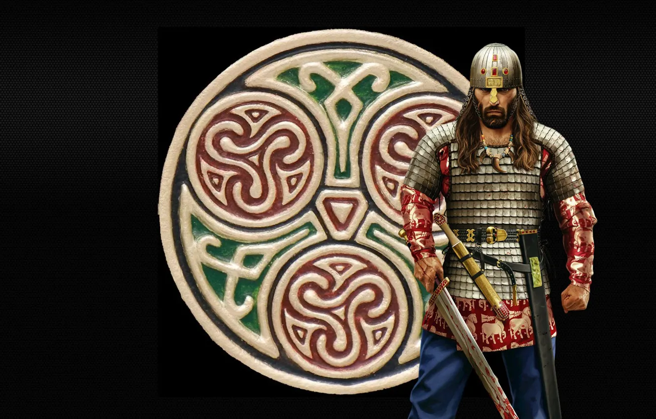 Фото обои кровь, меч, воин, шлем, Алан, Сармат, Joan Francesc Oliveras Pallerols, Alan warlord