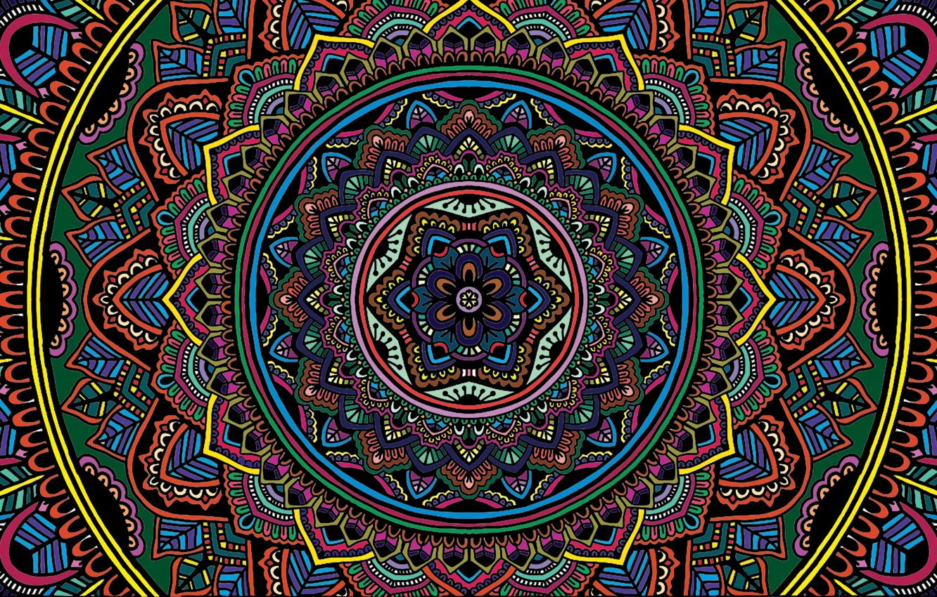Фото обои colorful, texture, color, selective coloring, Mandala