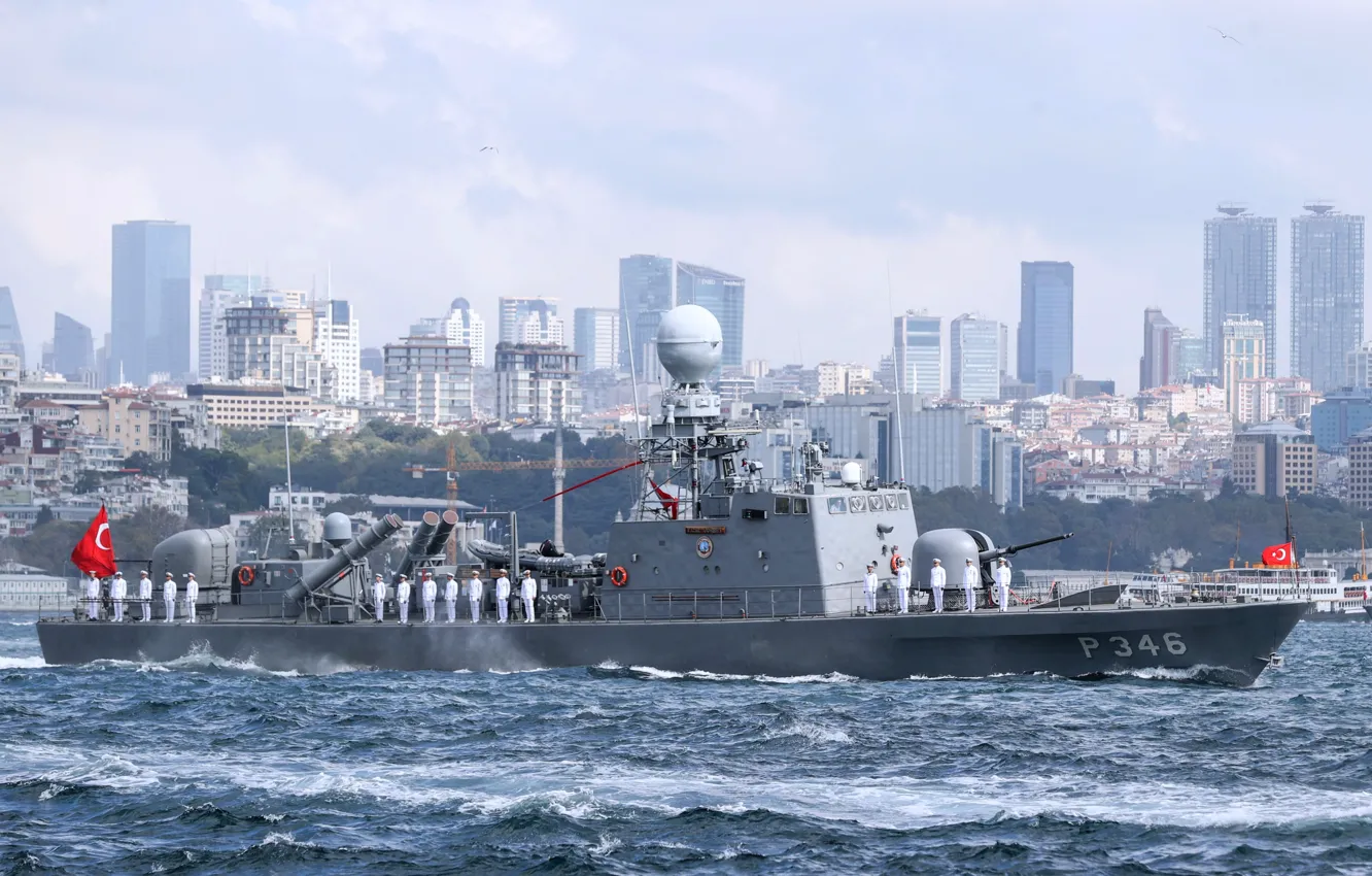 Фото обои катер, ракетный, ВМС Турции, TCG Gurbet