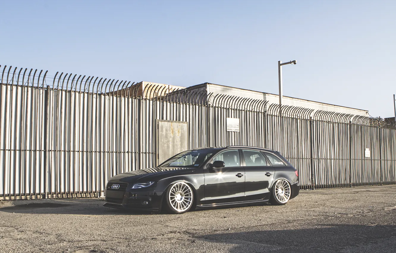 Фото обои Audi, black, wagon, stance, avant