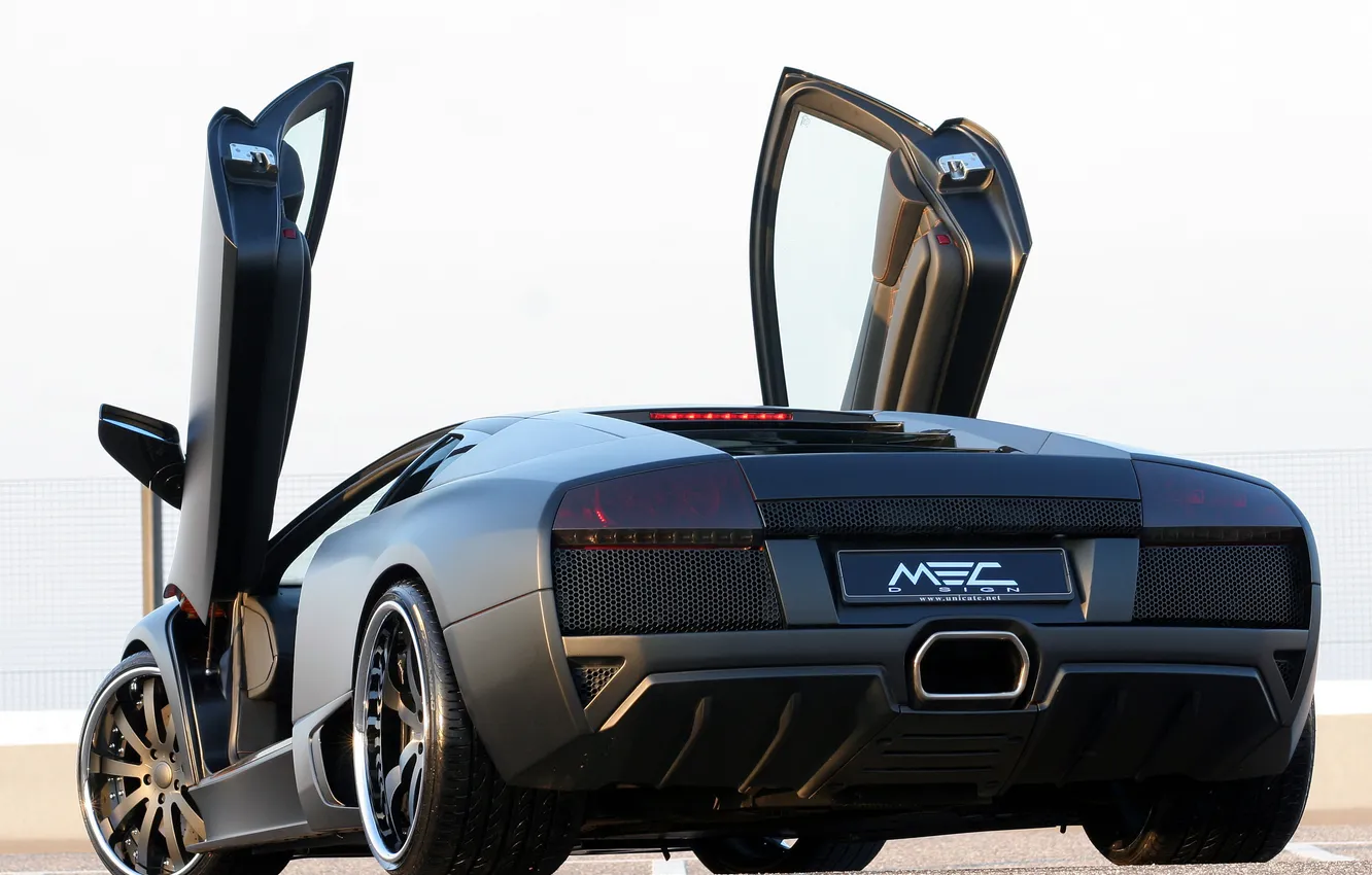 Фото обои Lamborghini, двери, матовый, ламборджини, Murcielago, задняя часть, Ламбо-двери, мурселаго