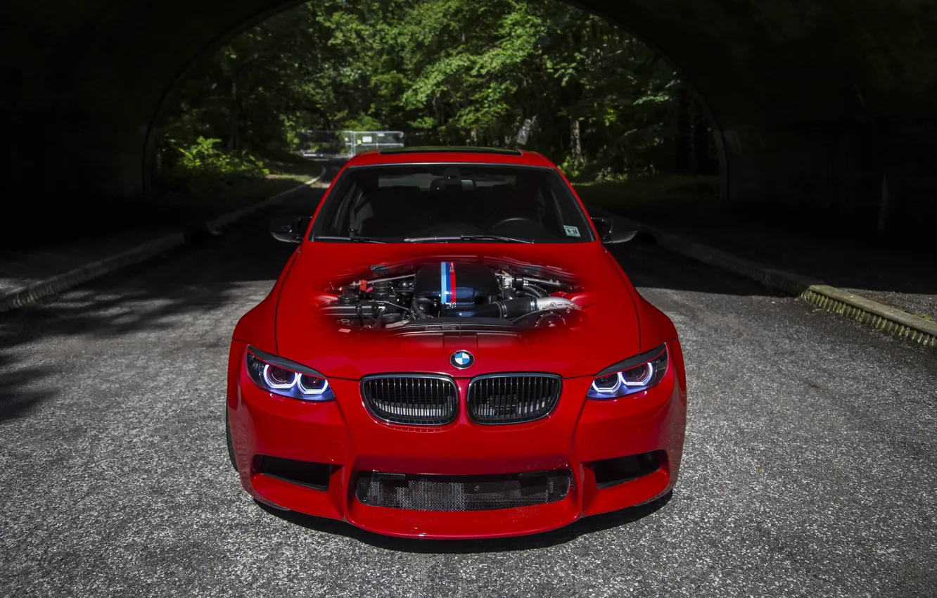 Фото обои BMW, Green, E92, RED, Angel Eyes, V8 Power