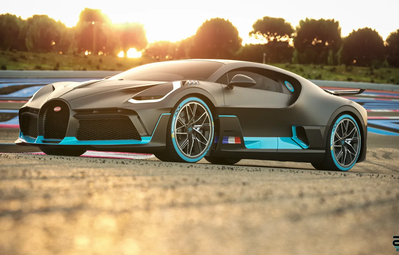 Фото обои закат, Bugatti, суперкар, 2018, гиперкар, Divo