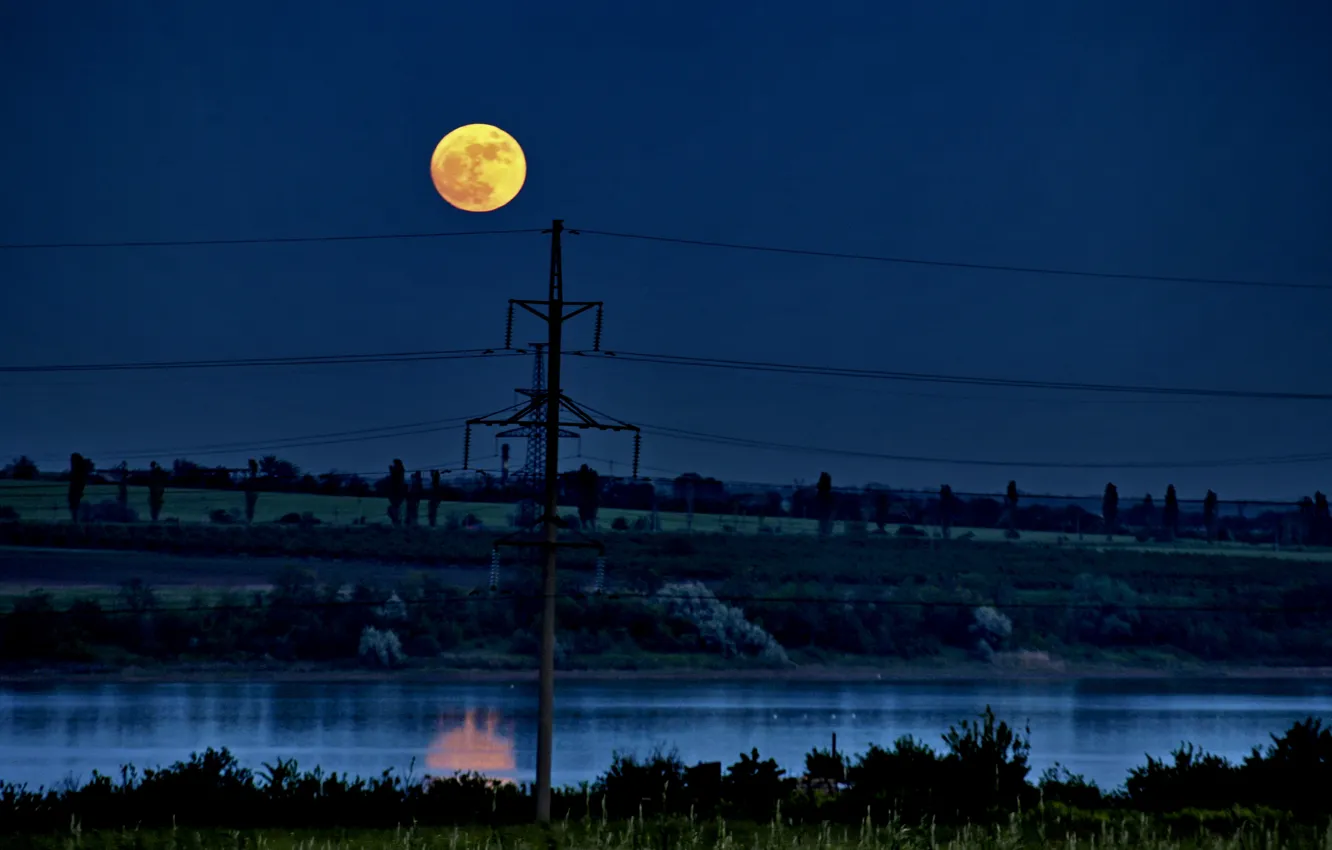 Фото обои ночь, луна, Пейзаж