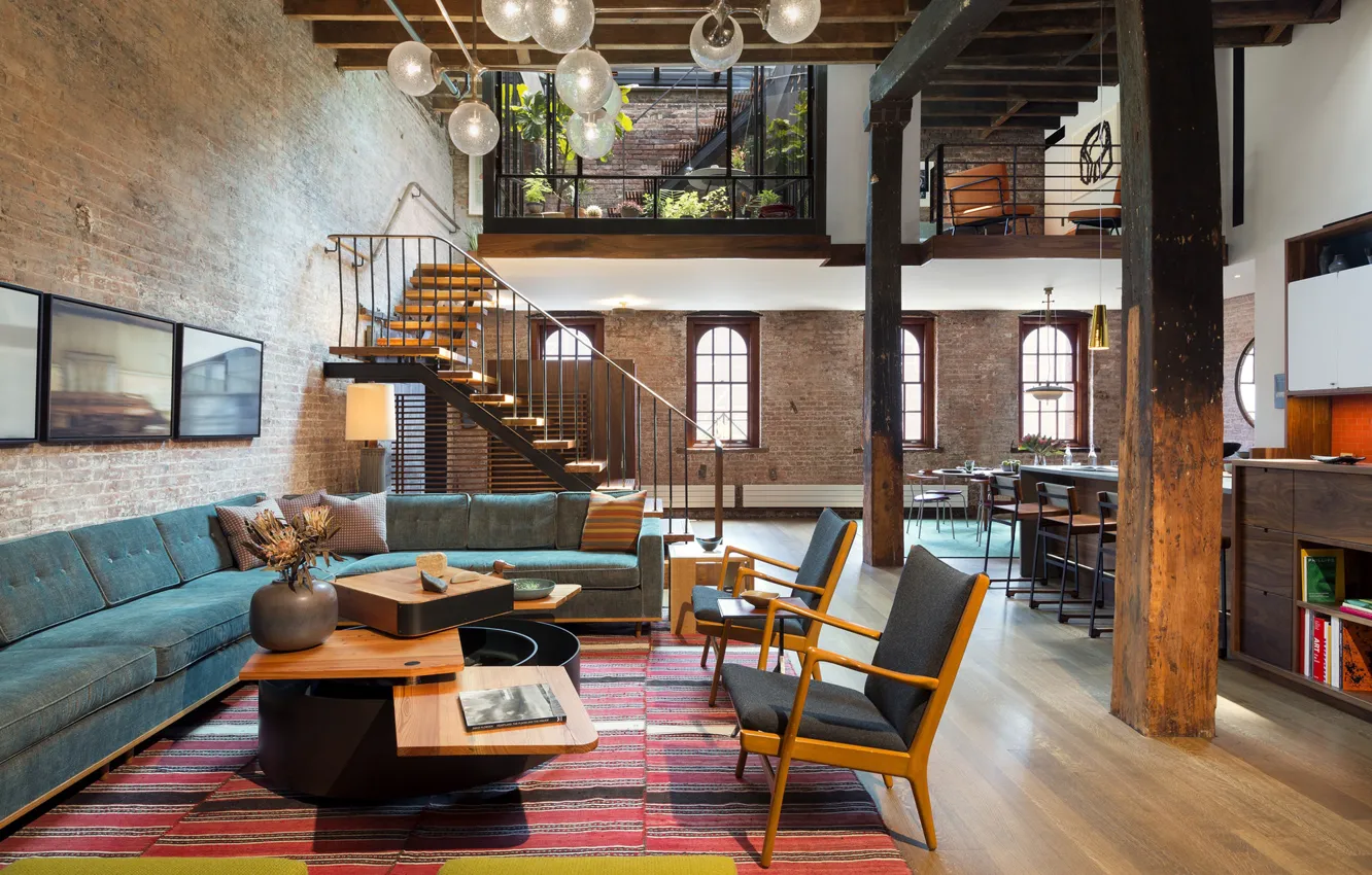 Фото обои стиль, интерьер, обстановка, Tribeca Loft, loft in New York City