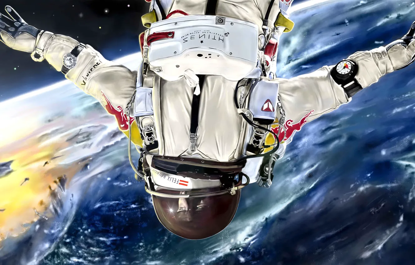 Фото обои космос, планета, атмосфера, скафандр, арт, мужчина, астронавт, Julian Celaj