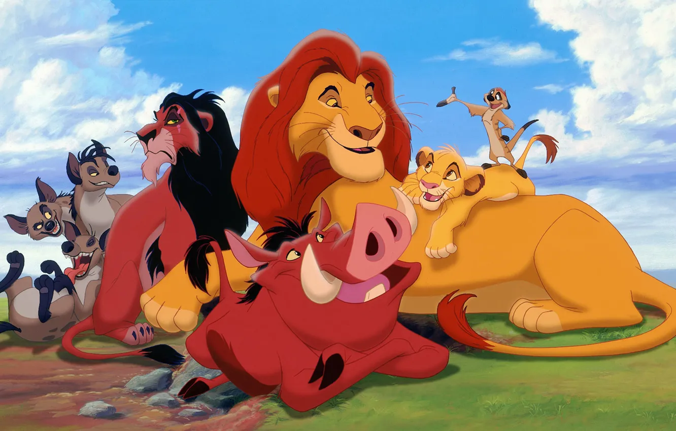 Фото обои Disney, Тимон, Король Лев, Симба, Пумба, Шрам, The Lion King, Муфаса