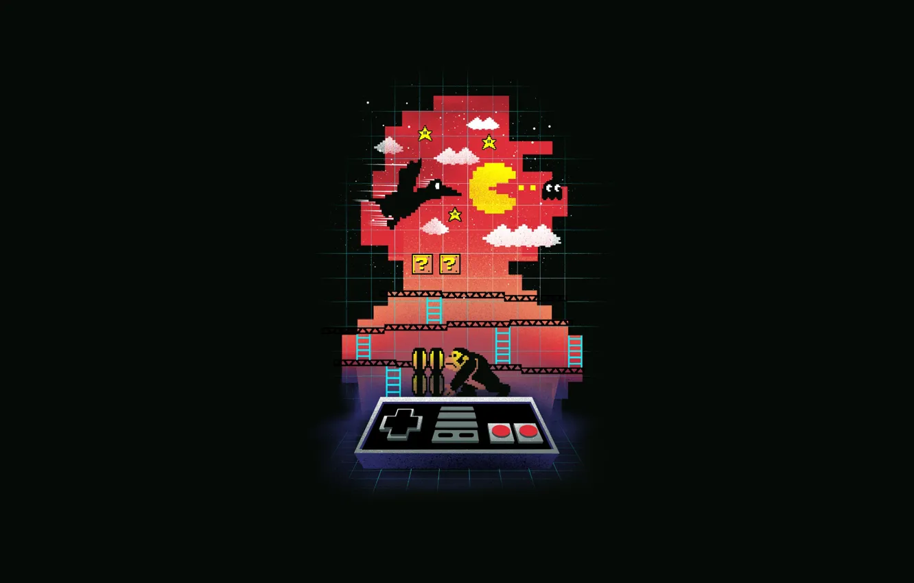 Фото обои Минимализм, Стиль, Фон, Арт, Art, Mario, Style, Nintendo