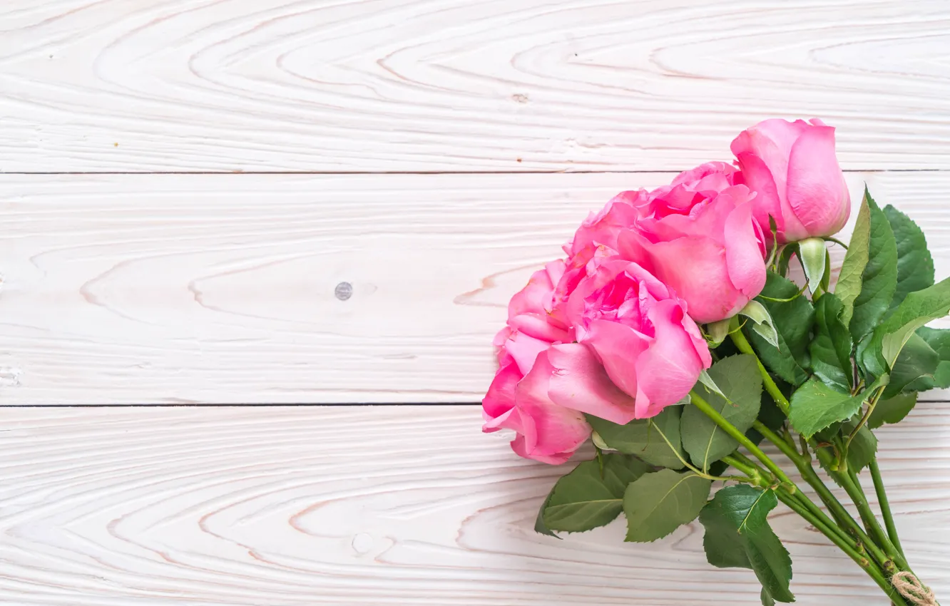 Фото обои розовый, розы, букет, бутоны
