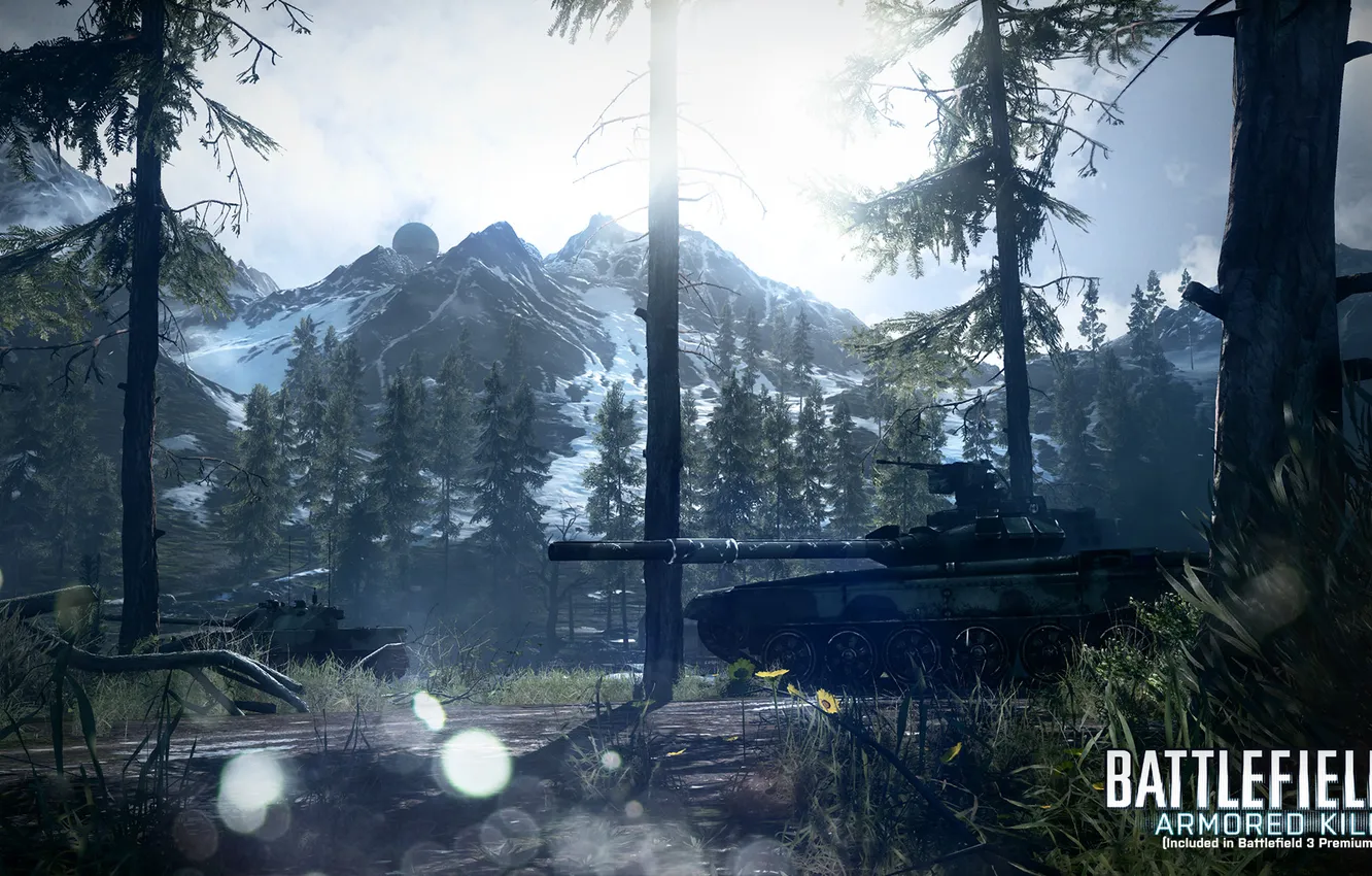 Фото обои лес, горы, танки, Battlefield 3, premium, armored kill