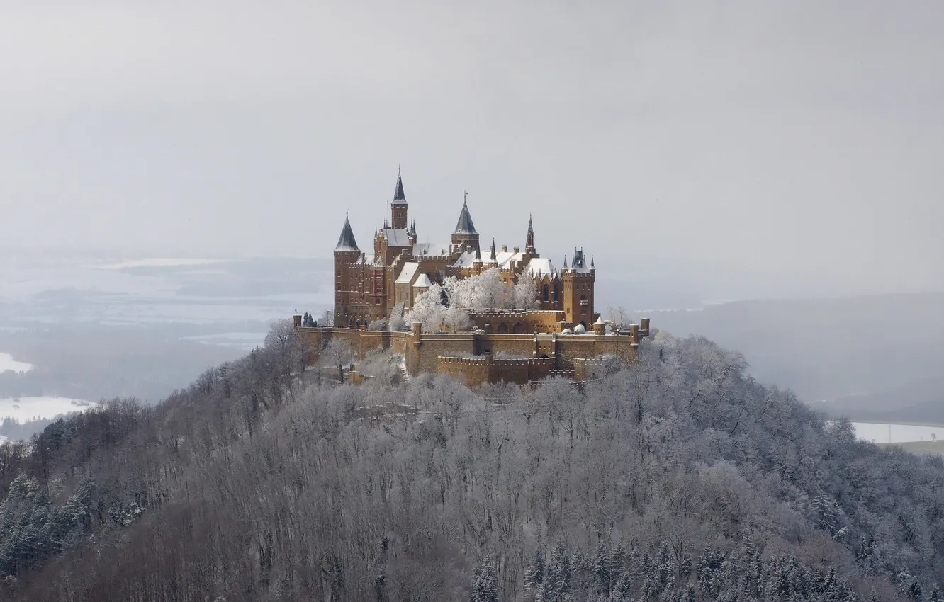 Фото обои winter, snow, castle, Hohenzollern