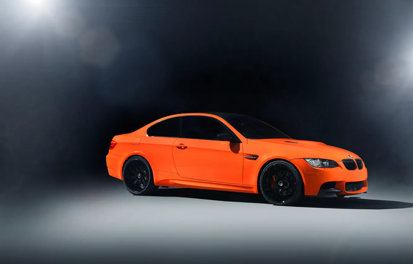 Фото обои свет, оранжевый, блики, бмв, BMW, front, E92, orange