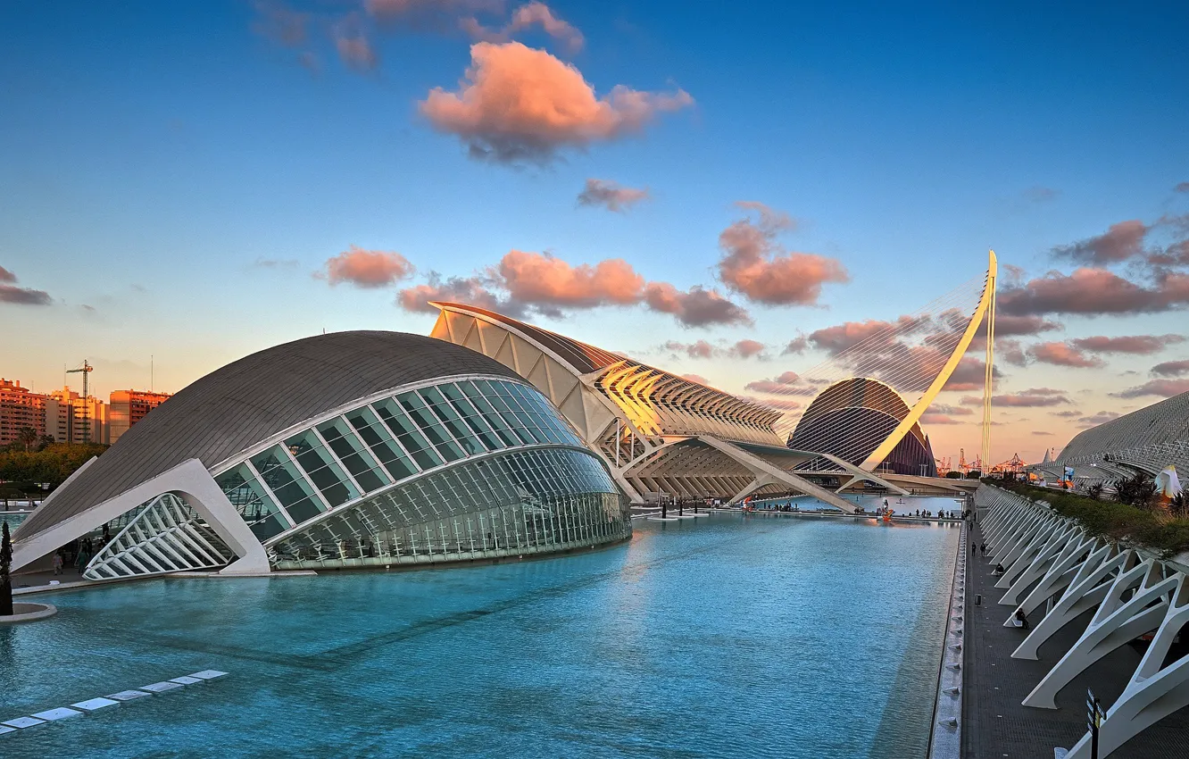 Фото обои Испания, Валенсия, архитектурный комплекс, Город искусств и наук