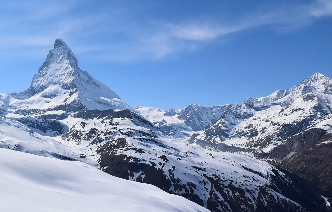 Фото обои rock, sky, landscape, Italy, nature, mountain, snow, Matterhorn