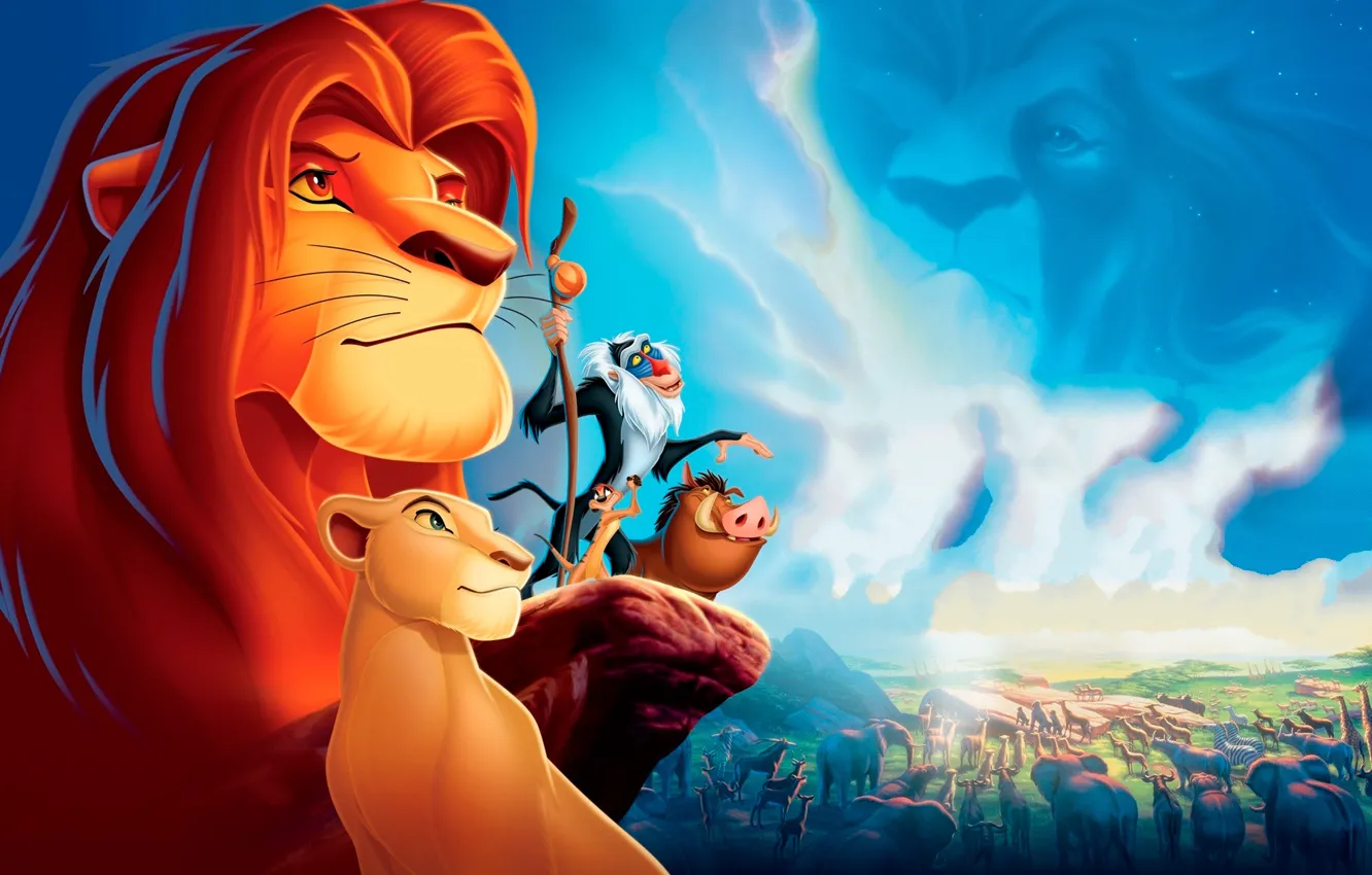 Фото обои Симба, Мультфильм, Тимон и Пумба, Король лев