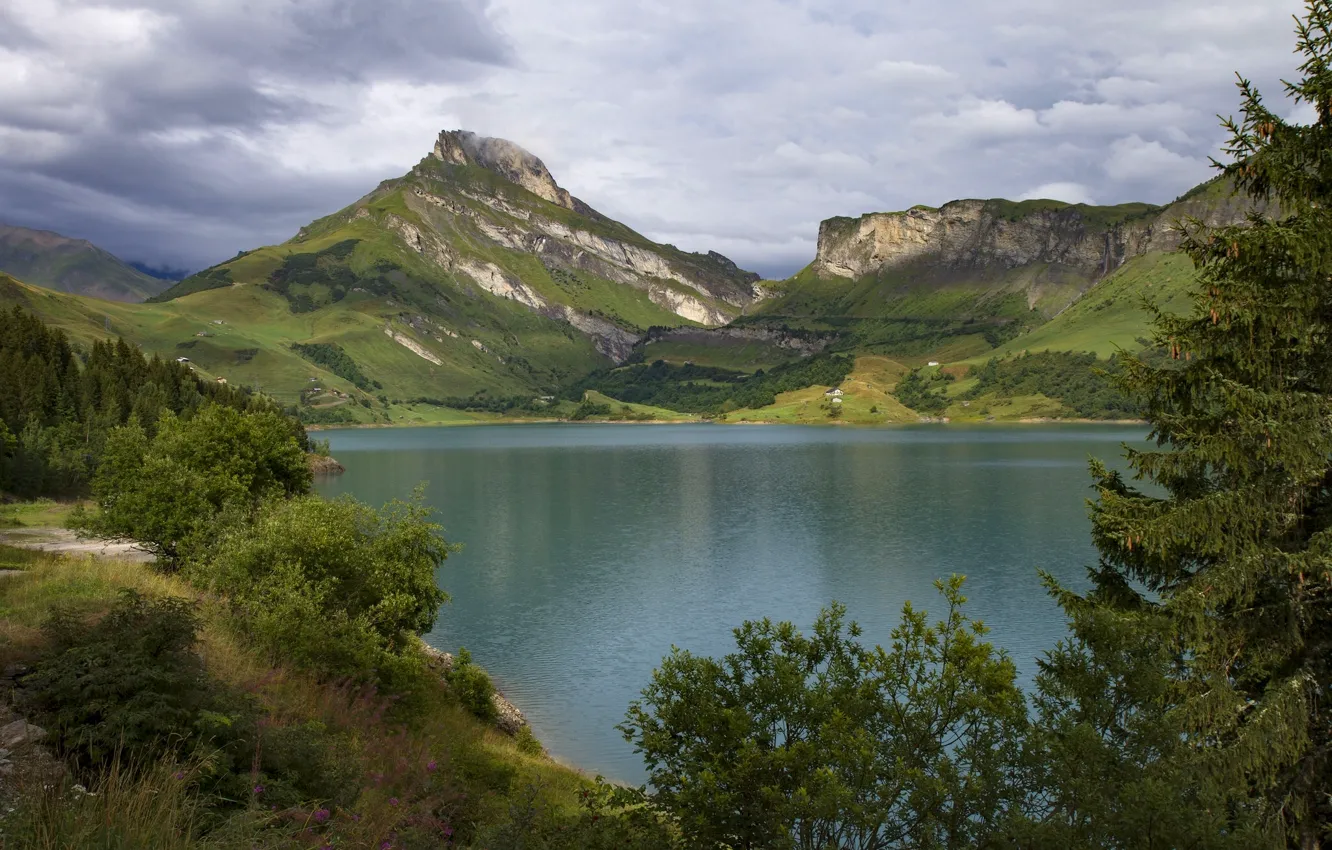 Фото обои горы, озеро, Франция, Альпы, France, Alps, Savoie, озеро Розеленд