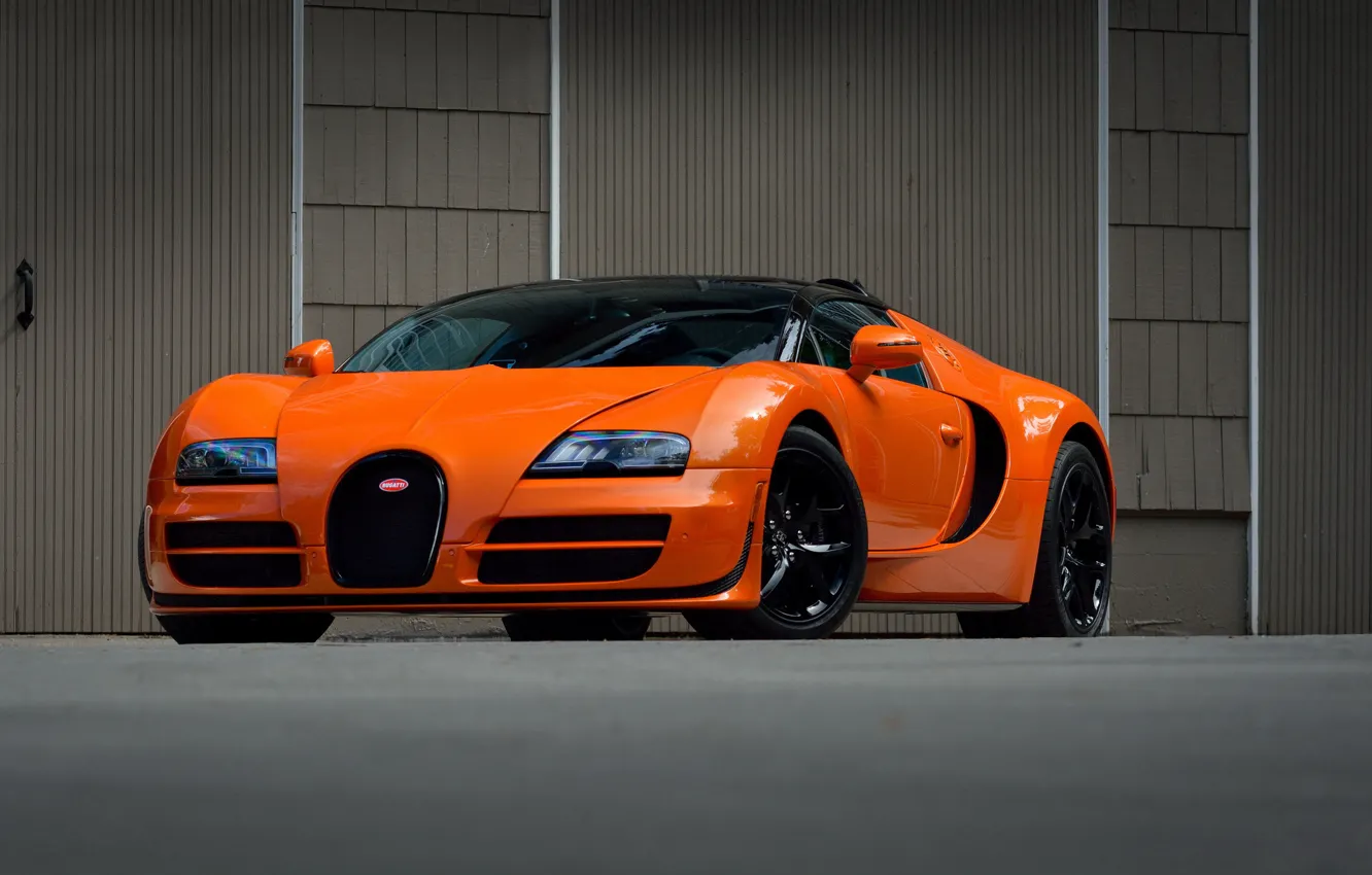Фото обои Bugatti, veyron, sport, super, orange